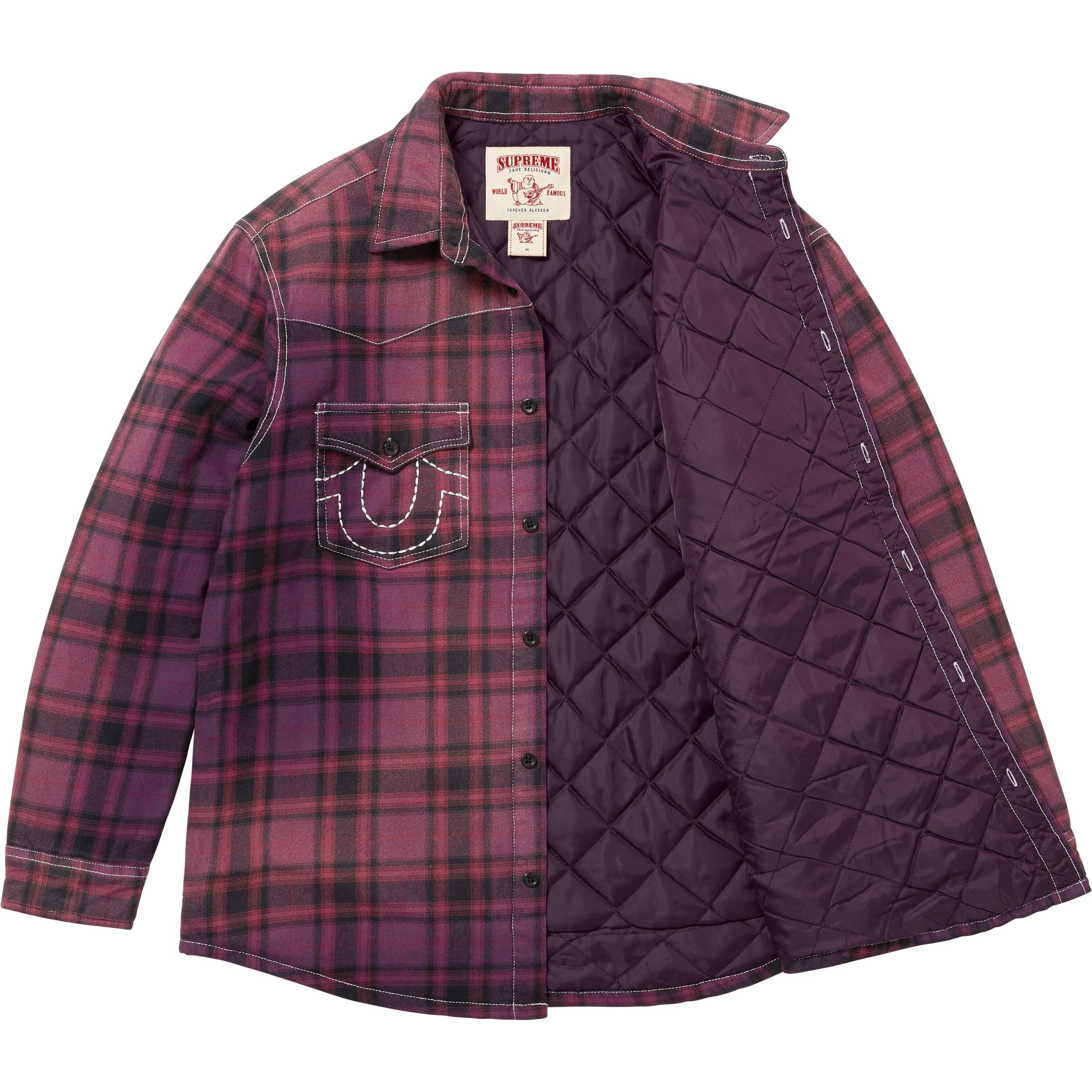 Supreme®/True Religion® Quilted Lined Plaid Flannel Shirt view 5